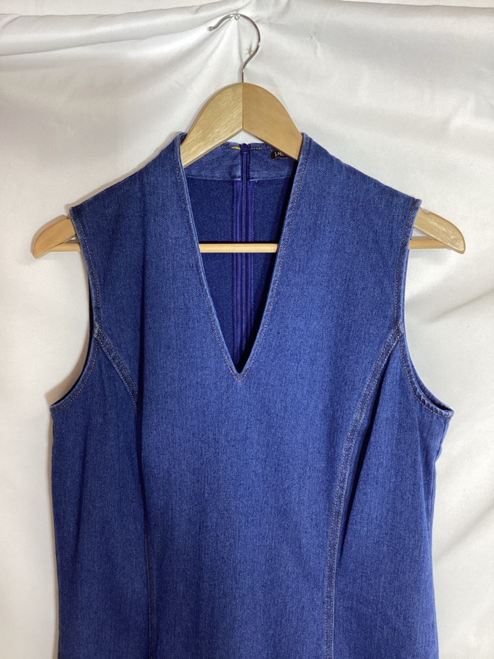 J. McLaughlin Blue Stretch Knit Denim Ivana Sleeveless Sheath Dress Size L - Picture 3 of 9
